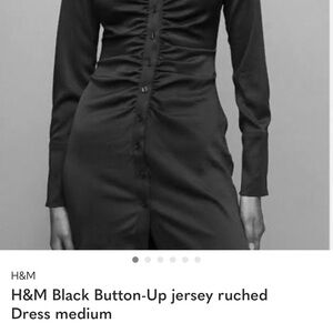 H&M Black Ruched Long Sleeve Dress